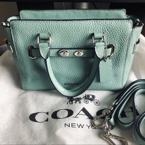 Coach Swagger 20 Turquoise Leather Crossbody